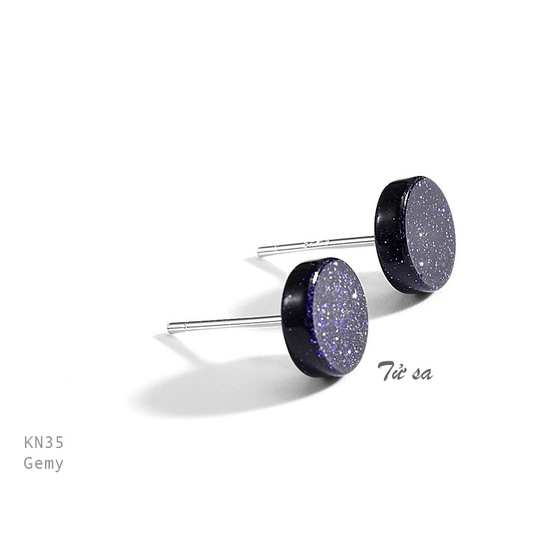 Khuyên tai nam tròn bạc 925 màu đen đơn giản, cá tính, unisex Black Knight 3 (1 chiếc)| GEMY SILVER KN35