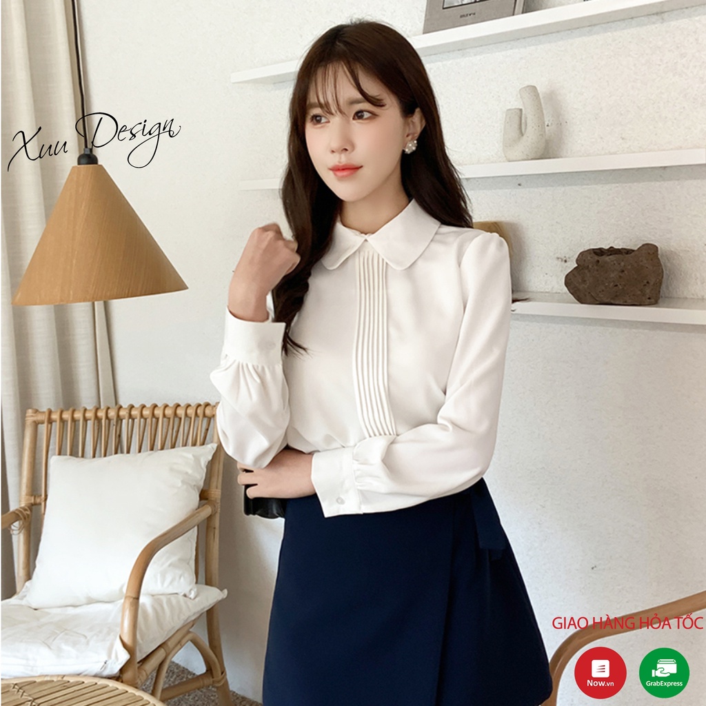 Áo sơ mi nữ công sở dài tay cổ xếp ly Thời trang thiết kế XUU DESIGN ...
