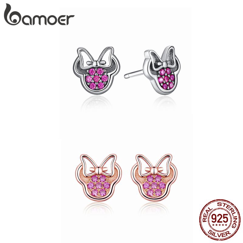 Bamoer Bông Tai bạc 925 Đính Đá zircon Lấp Lánh