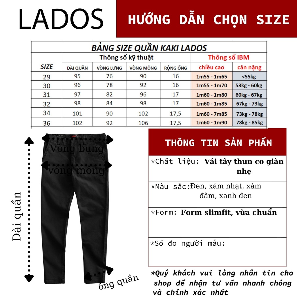 Mô tả Quần nam vải kaki LADOS - 4032 chất liệu co giãn, kiểu dáng trẻ trung - 5
