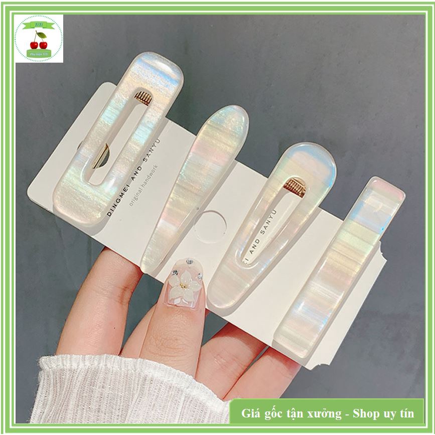 Kẹp Tóc Mỏ Vịt Nhựa Cao Cấp Trắng Sứ Hot Trend Phong Cách Hàn Quốc
