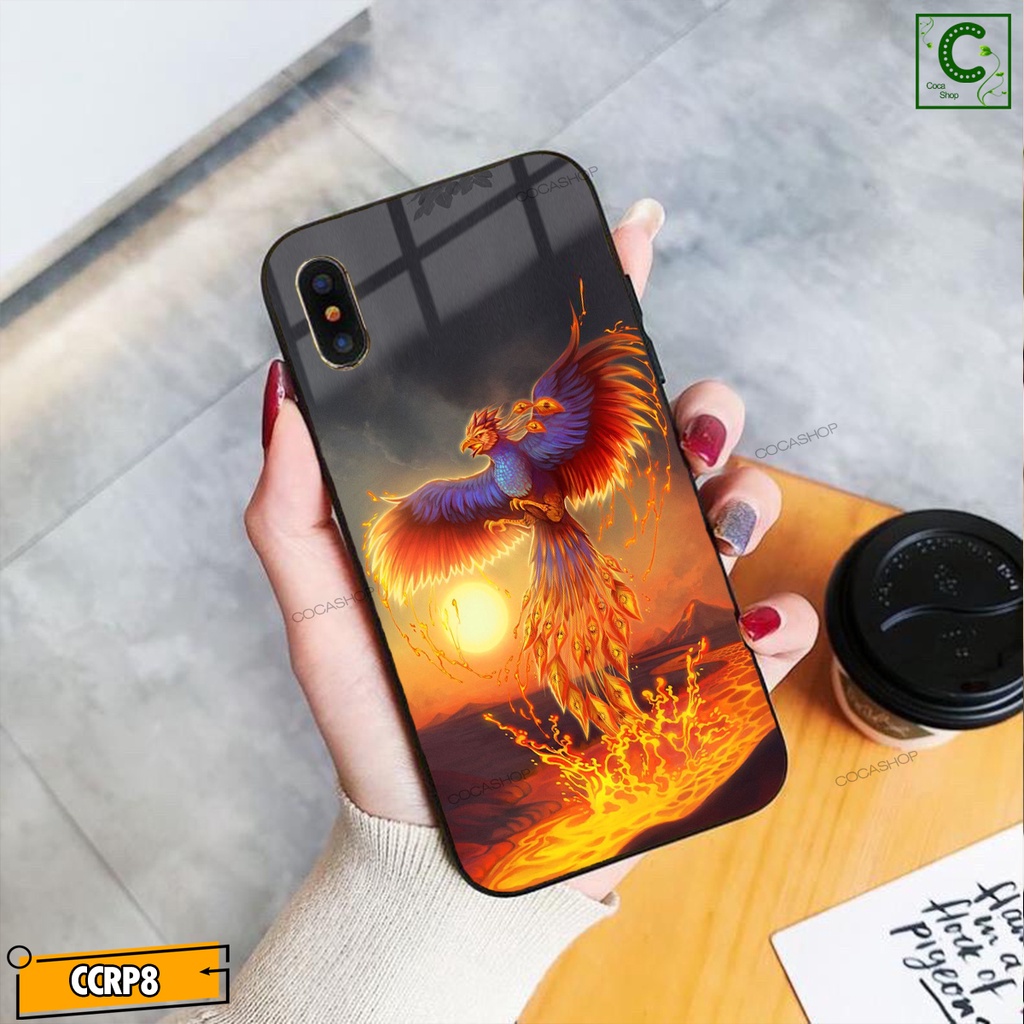 Ốp iPhone Mặt Kính Nano Dẻo - Dragon Blue và Phượng Hoàng Lửa
