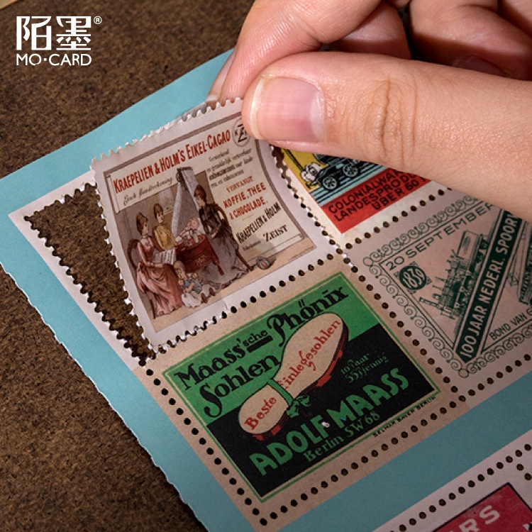 Sticker vintage set 40 nhãn dán hình tem retro DIY sổ tay  bullet journal scrapbook album sổ nhật ký lưu niệm HD171-K70