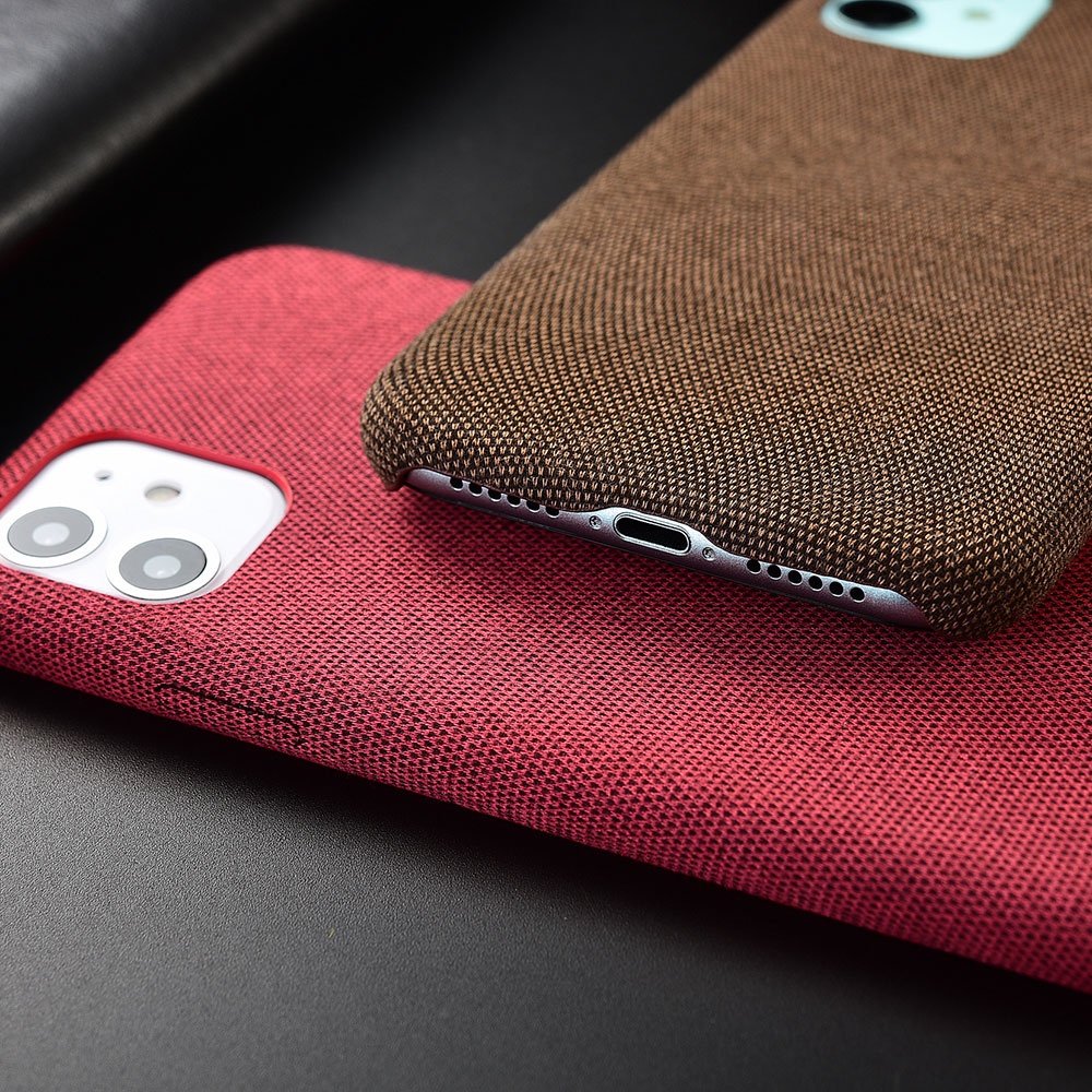 Ốp Điện Thoại Da PU Phối Vải Canvas Mềm Siêu Mỏng Cho iPhone 13 Pro 12 Mini 12 11 Pro Max