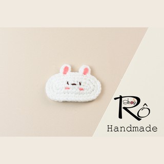 Kẹp tóc thỏ Stella Lou màu trắng đáng yêu 6cm cho nữ và bé gái 6cm |Cặp tóc len |Shop Rô Handmade