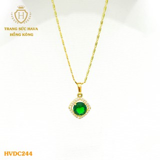 Dây Chuyền, Vòng Cổ Nữ Mặt Đính Đá, Titan Xi Mạ Vàng Non 24k Cao Cấp - Trang Sức Hava Hong Kong