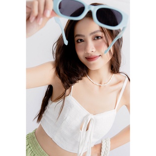 Áo hai dây thắt nơ màu trắng Lily Top - Laimer