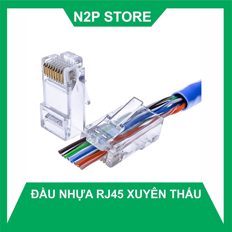 Đầu hạt bấm mạng RJ45 Cat5e xuyên thấu (100 đầu/ 1 bịch) | Shopee Việt Nam