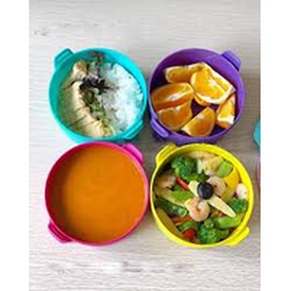 Cặp lồng cơm 550ml Tupperware dùng được trong lò vi sóng, có quai xách, tháo rời được