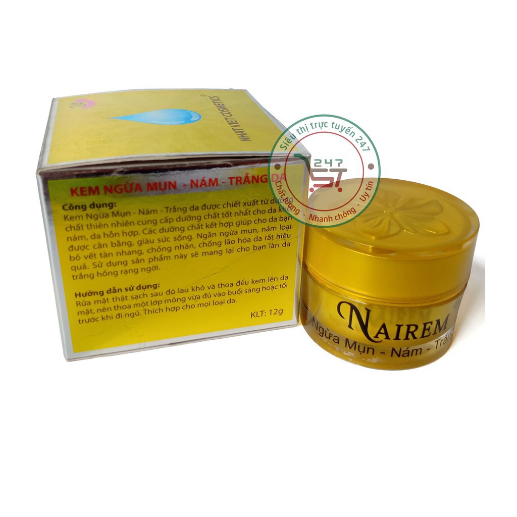 Kem Mụn Nám Trắng da Chống lão hóa Nhăn da Nairem 8g (Vàng)