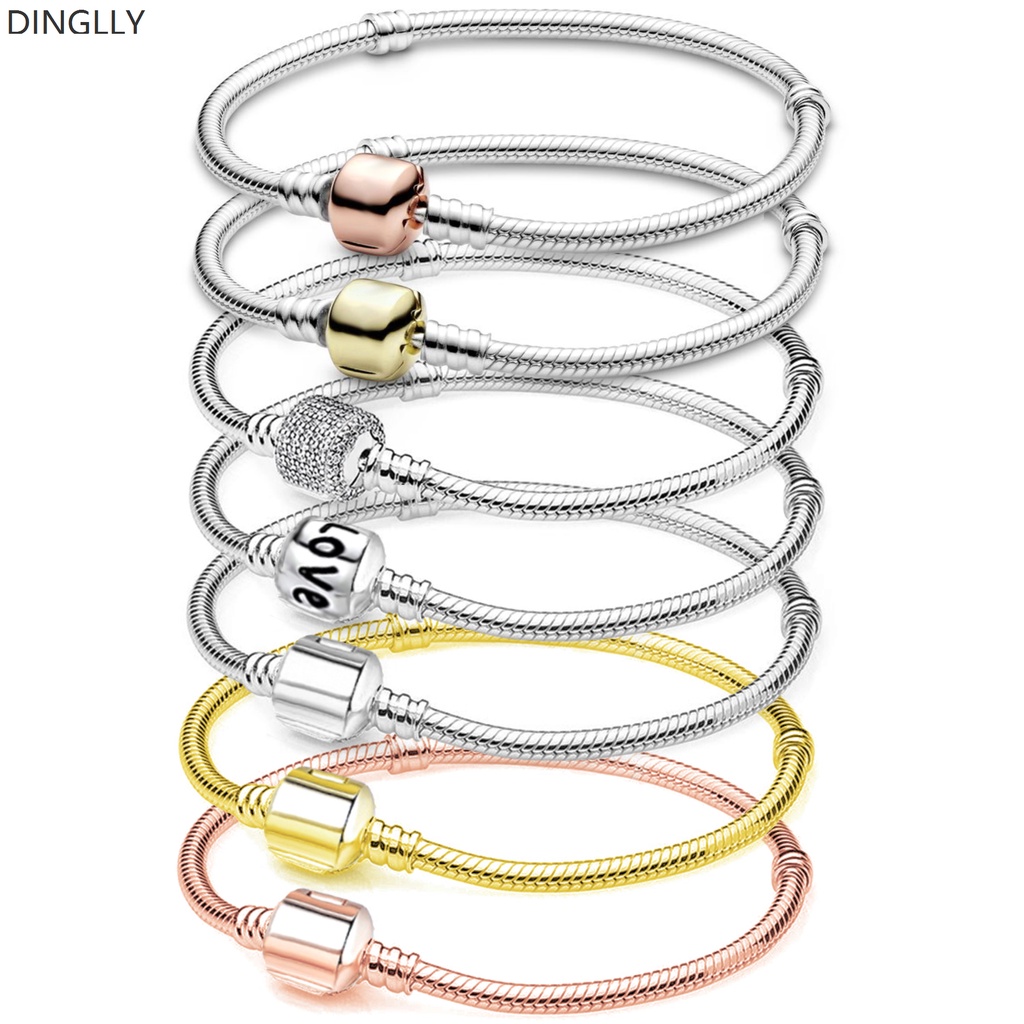 Dinglly Dropshipping Vòng Đeo Tay Hộp Tròn Chất Lượng Cao Khóa Lưỡi Rắn Dây Xích Hợp Thời Trang Cho Nữ