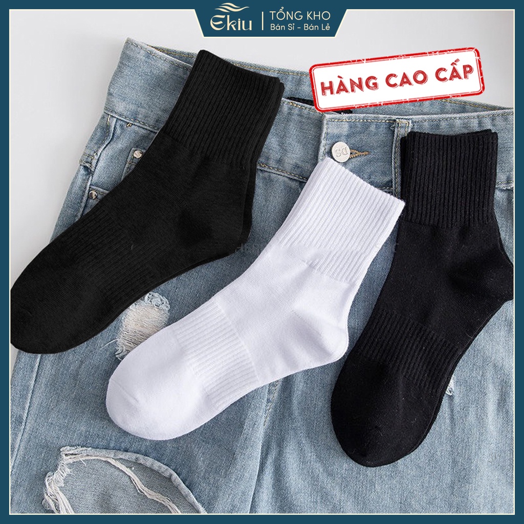 Tất cổ cao, trung nam nữ chất liệu vải Hàn Quốc thể thao cao cấp co giãn 4 chiều chống hôi chân - Ekiu Shop