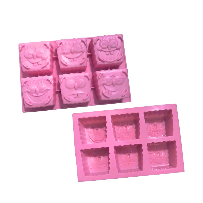 Khuôn silicone Làm Bánh/Xà Phòng/Sô Cô La Hình Hoạt Hình 6 Ngăn Tiện Dụng
