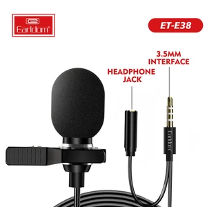 míc Thu Âm Mini Cho Điện Thoại kèm Jack Cắm Tai Nghe dài 2m Chân 3.5mm Earldom E38