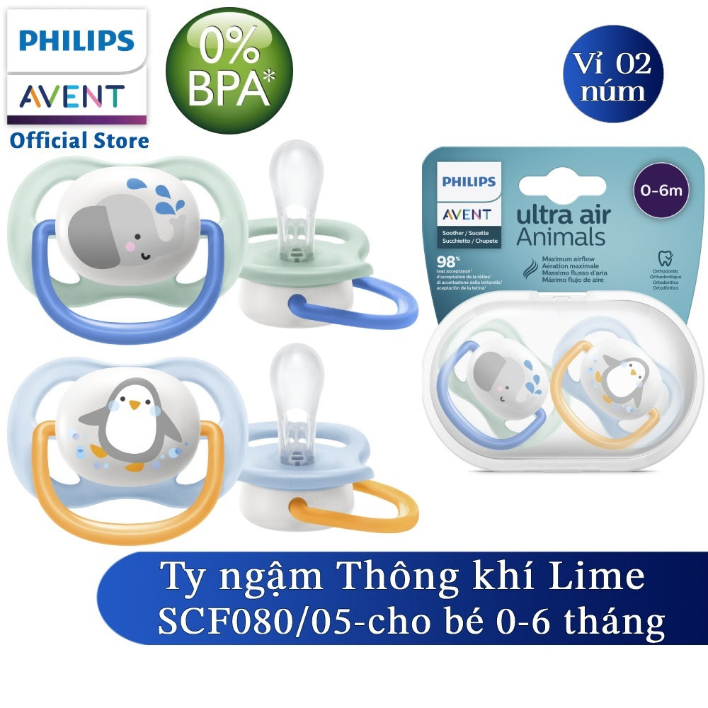 Ảnh Philips Avent núm ty ngậm thông khí 0-6 tháng, vỉ đôi SCF080/05 SCF080/06 3