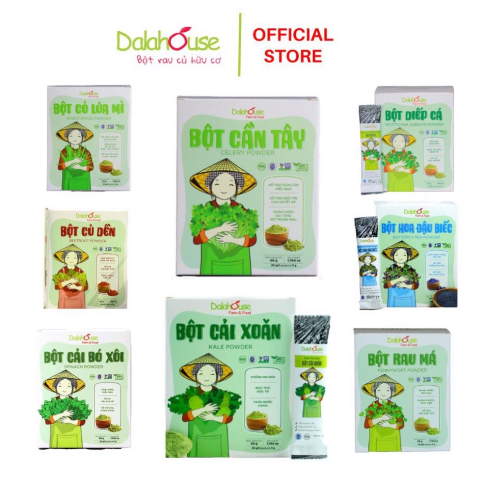 Bột Rau Củ Nguyên Chất Sấy Lạnh Dalahouse (8 loại - hộp 60g gồm 20 gói ...