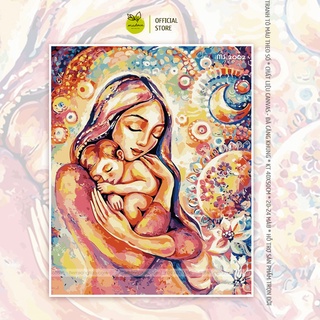 Tranh tô màu số hóa Madoca có khung 40x50cm Tình Mẹ T2062