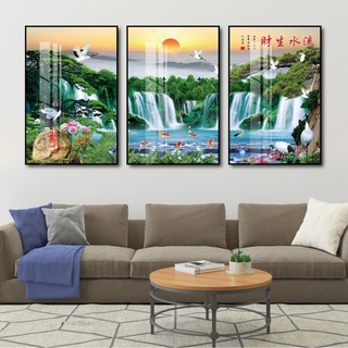 Tranh Treo Tường Sơn Dầu Sơn Thủy Hữu Tình - Tranh Phong Thủy Treo Phòng Khách, Phòng Ngủ Laminate Tráng Gương