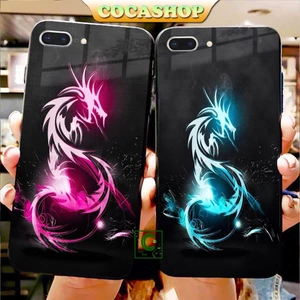 Ốp iPhone Mặt Kính Nano Dẻo - Ốp rồng xanh rồng đỏ sáng neon cực đẹp