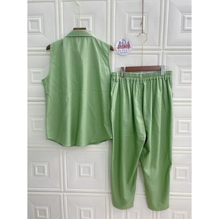 JUNE S15 - Sét bộ Linen Áo sơ mi sát nách và quần Baggy. Hàng thiết kế cao cấp. CÓ SIZE LỚN