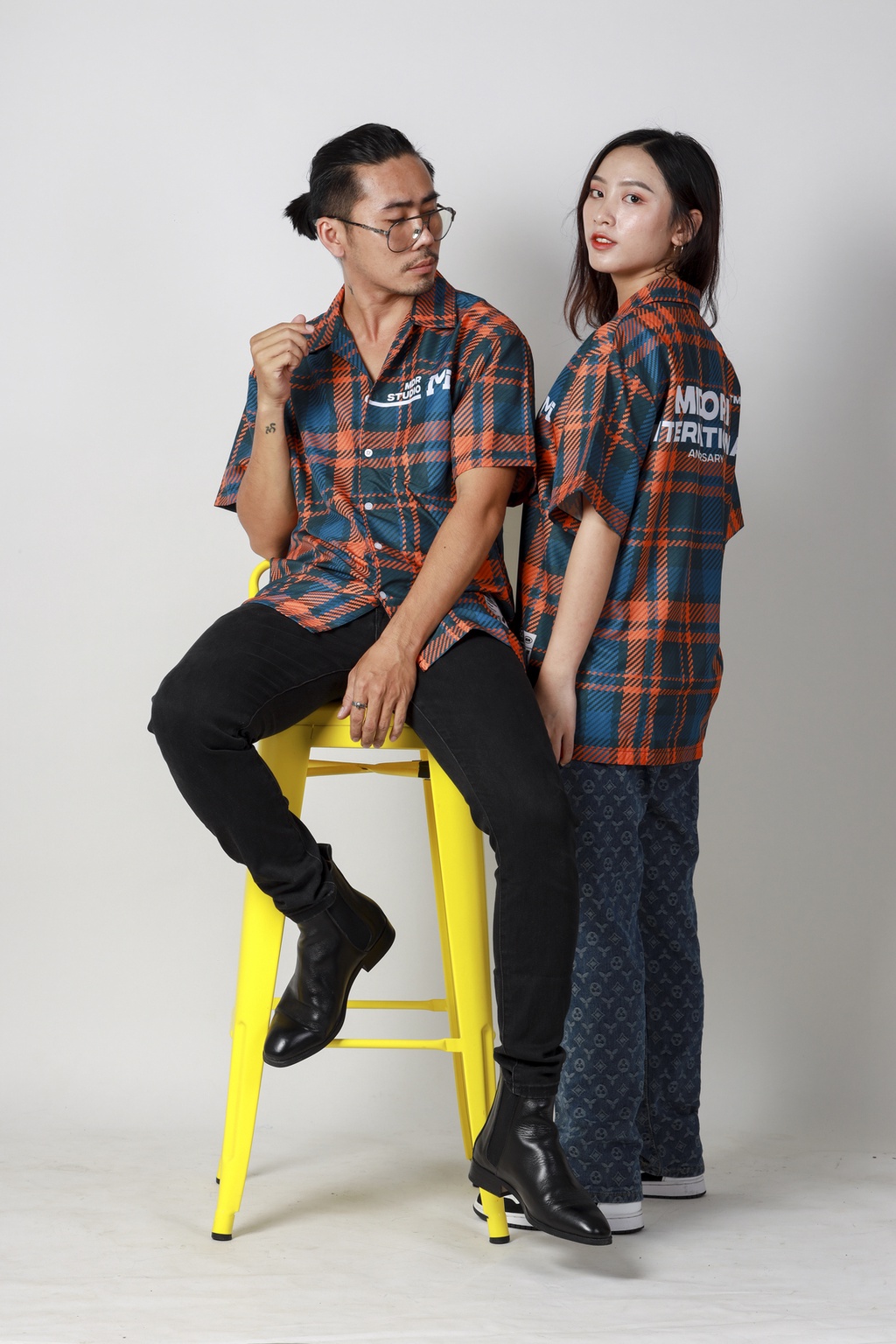 Mô tả Áo Sơ Mi nam nữ Hoạ Tiết Tay Ngắn Cổ Vest Uniex Thời Trang Vải Lụa Local Brand M Studio - 10