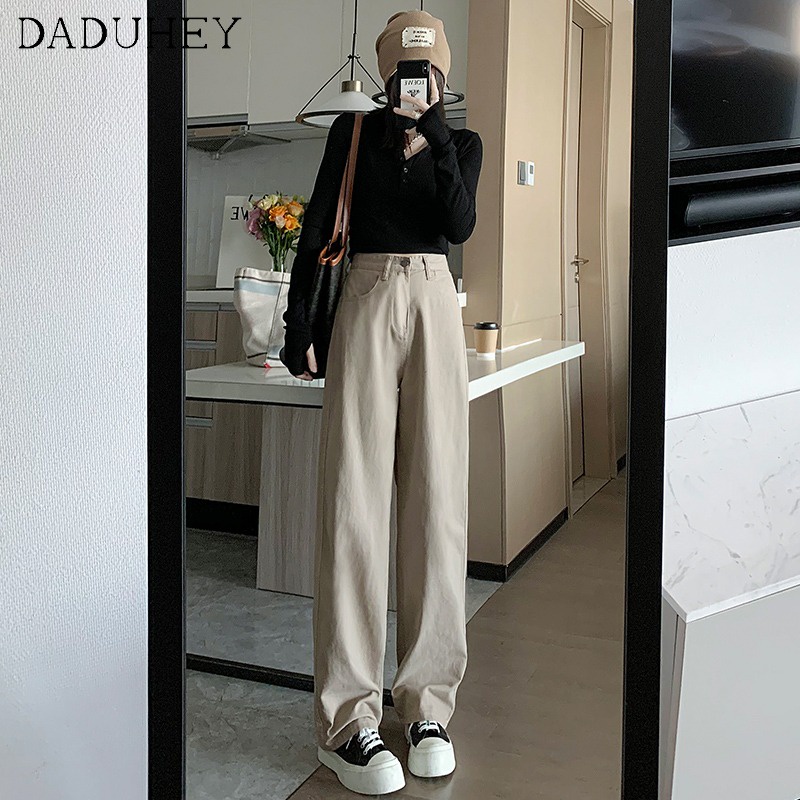Ảnh Quần jean nữ ống rộng lưng cao 6 màu thời trang 3
