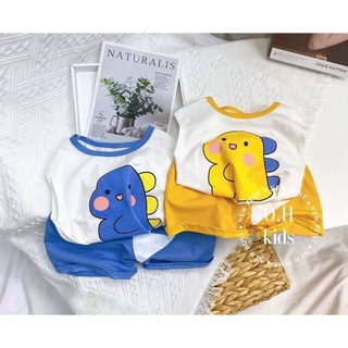 Bộ ba lỗ bé trai mặc hè, bộ khủng long viền màu bé trai, bộ chui đầu bé trai chất cotton mát
