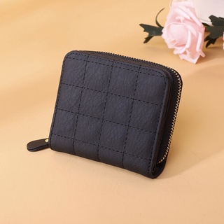 Ví ngắn mini PIERRE LOUES đựng thẻ/ tiền xu kẻ sọc có khóa kéo cho nữ