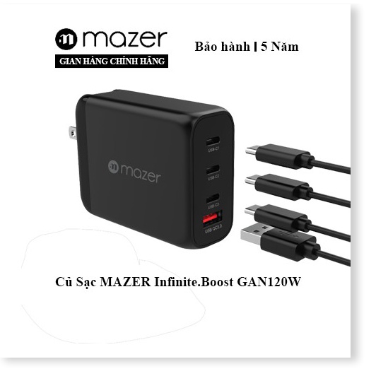 Củ Sạc MAZER 120W 4 CỔNG SẠC NHANH Infinite.Boost GAN120W HÀNG CHÍNH ...