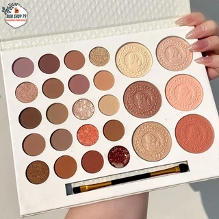 Phấn mắt 26 ô Frank Color kèm cọ full box, Bảng phấn mắt nội địa trung lên màu cực chuẩn 26 ô Frank Color