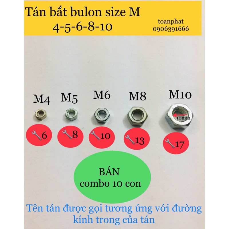 [Combo] 10 con | ecu tán bắt bulon size M4-M5-M6-M8-M10 | Shopee Việt Nam