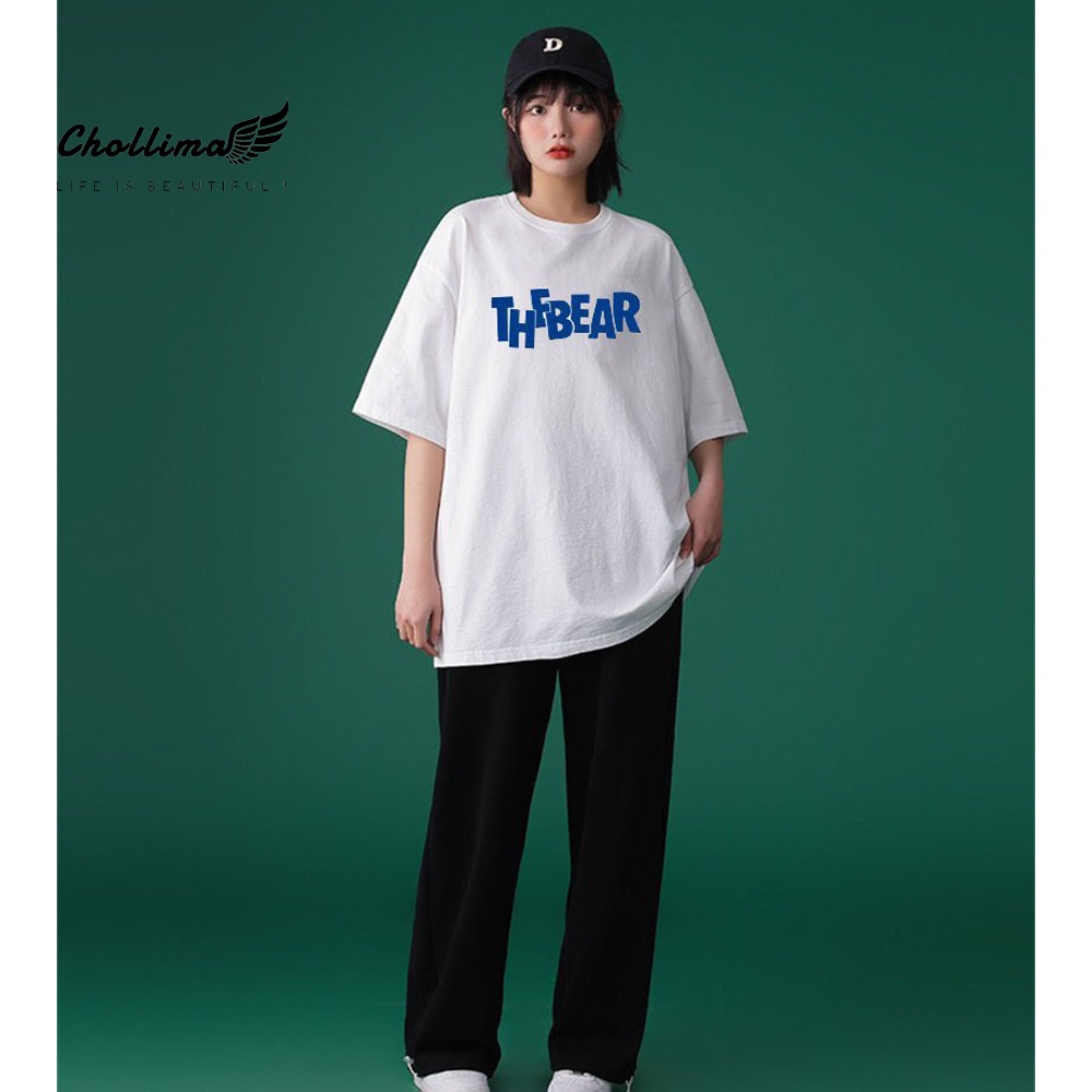 Ảnh Áo thun unisex tay lỡ Chollima form rộng in chữ THE BEAR  AT008 chất vãi cotton co giãn 2 chiều mát 2