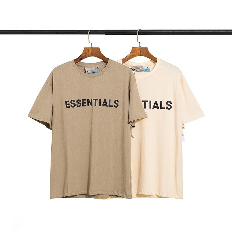 ESSENT logo Chữ Đơn Giản In Hình Áo Thun Cotton Nguyên Chất Nam Nữ Cặp Đôi