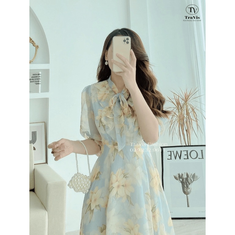 (HCM) ĐẦM XÒE VOAN HOA SANG TRỌNG  - THỜI TRANG TÔN DÁNG , SANG CHẢNH QUÝ PHÁI CHO CÁC NÀNG HIYU FASHION