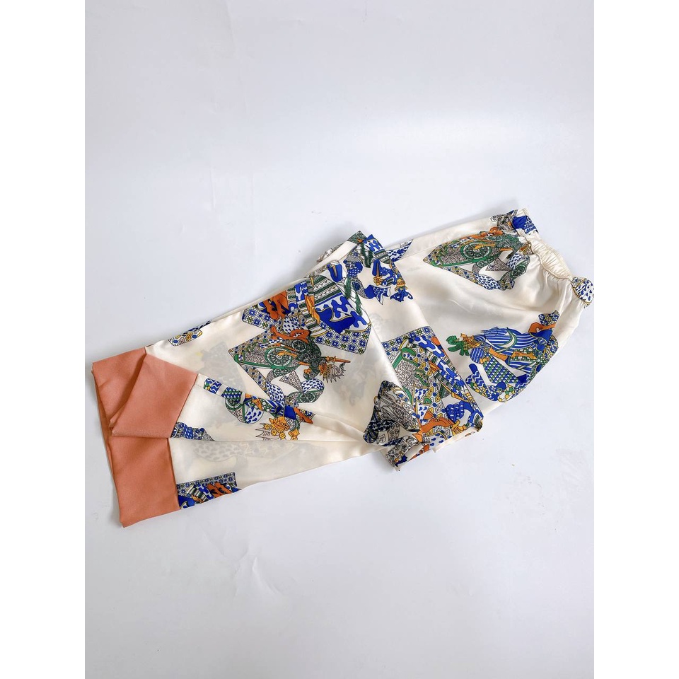 Ảnh Bộ đồ ngủ Bigsize Pijama lụa Nhật cao cấp JAPANSILK, ngắn tay quần dài thổ cẩm mà hồng nhẹ CD084 3