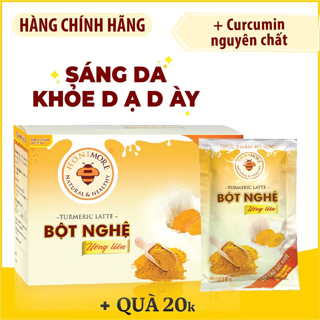 Ảnh Bột nghệ uống liền Honimore 288g (hộp có 18 gói) - curcumin, bột nghệ nguyên chất, sữa thực vật 2