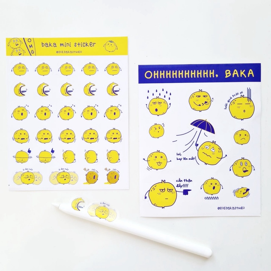 [Baka Studio] Sticker Baka nhựa in các biểu cảm cute In trong dán trên ...