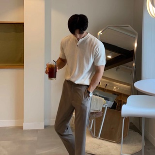 Áo thun lụa băng chất lượng cao Nam mùa hè Màu trơn Thanh niên Tiêu chuẩn phổ biến Hợp thời trang ngắn tay đơn giản Hợp thời trang lười biếng Áo sơ mi nam POLO