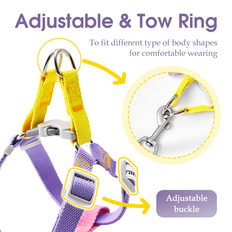 HamshMoc Bộ dây nịt và dây xích cho chó có thể điều chỉnh Dây nịt thú cưng Dây xích chó Nylon mềm cho chó nhỏ vừa