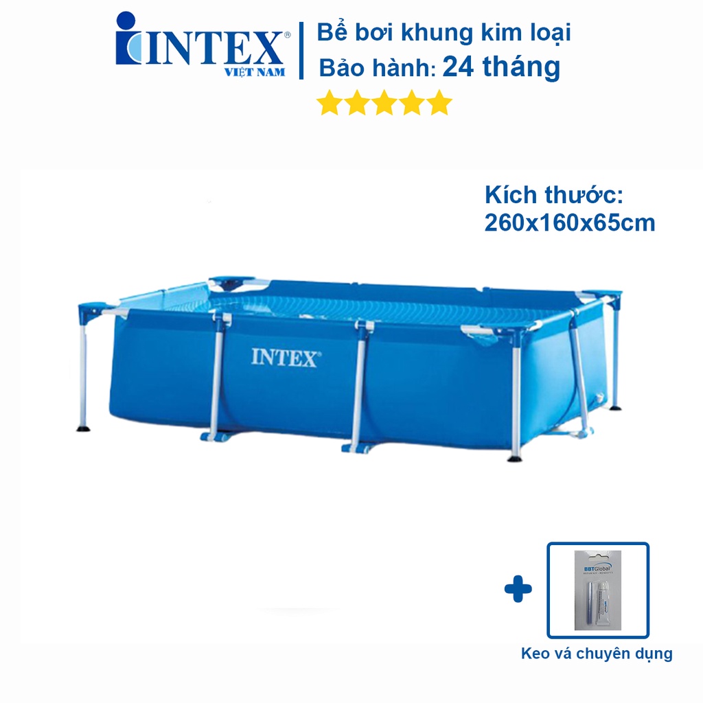 Ảnh Bể bơi thành cao, khung kim loại chữ nhật, gấp gọn INTEX - Bể bơi cho bé, bể bơi kim loại, bể bơi di động 3