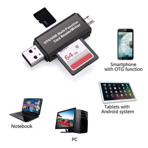 Đầu Đọc Thẻ Micro USB + USB OTG Bộ Chuyển Đổi Thẻ Nhớ USB2.0 Cho PC Android