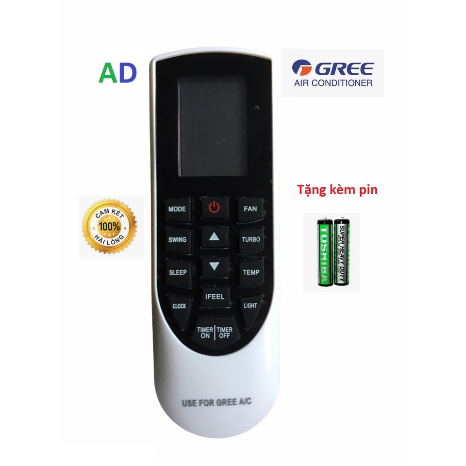 Điều khiển điều hòa Gree YAN1F1 mặt đen - TẶNG KÈM PIN - Remote Gree