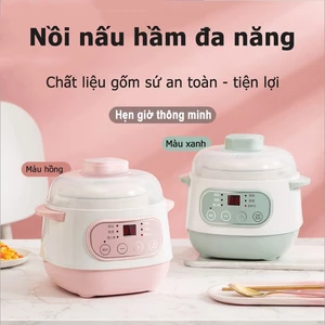 Nồi Nấu Cháo Chậm - Nồi Hầm Cách Thủy Dung Tích 1L, Lòng Nồi Bằng Sứ Giữ Nhiệt Tốt Hơn - Nồi Chưng Yến, Hầm Canh V125V