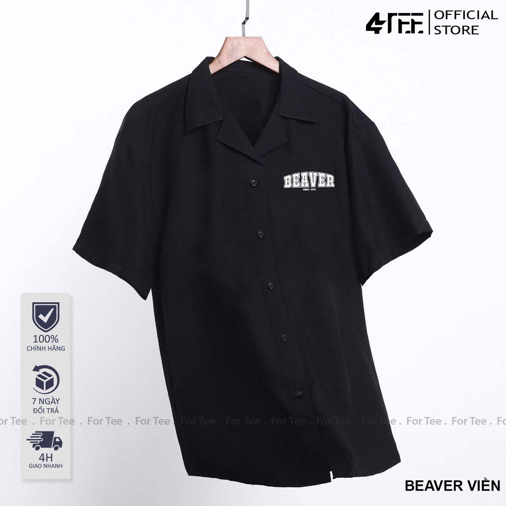 Áo sơ mi Basic Unisex form rộng , cổ vest - -NGỰC BEAVER VIỀN