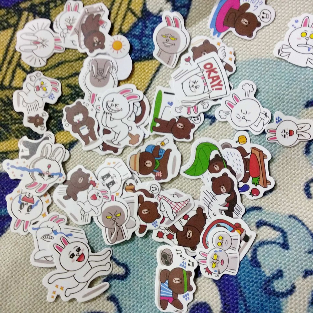 Set sticker gấu Brown và thỏ  37 tấm mini