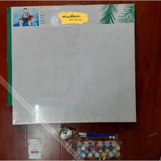 Tranh tô màu theo số hóa có khung 40x50cm Bố Là Anh Hùng T500