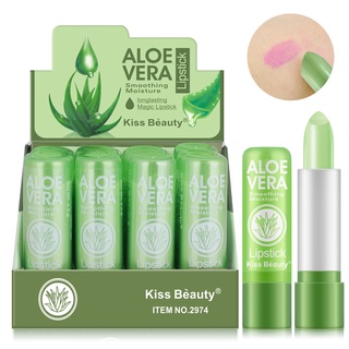 Kiss beauty Aloe Vera Lipstick Thay đổi màu Son dưỡng môi Dưỡng ẩm Dưỡng ẩm Chống thấm nước Chống khô Thay đổi nhiệt độ