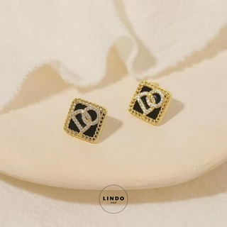 LD51 Bông Tai DO Đen Vàng LINDO, Bông tai Nữ Thời Trang Phong cách Hàn Quốc Thích Hợp Đeo Đi Chơi, Dự Tiệc