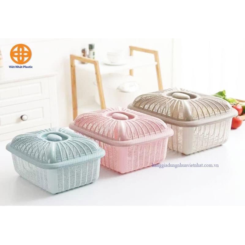 Rổ vuông nắp đựng đồ Việt Nhật (MS:199), Rổ đựng rau củ quả, bát đĩa tiện lợi  aladanh-net-vn