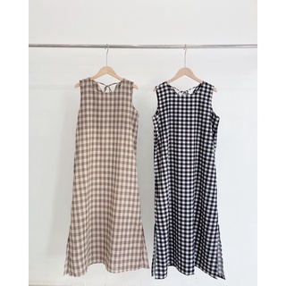 Đầm caro cộc tay thiết kế Midi Dress Ma Vie